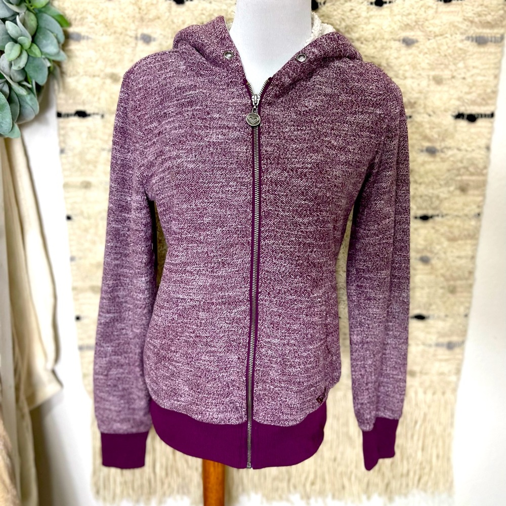 Roxy bugundy Sherpa lined zip up hoodie size M